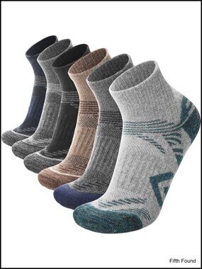 Merino Wool Blend Quarter Socks 6 Pack Hiking Running Athletic